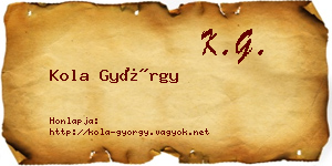 Kola György névjegykártya