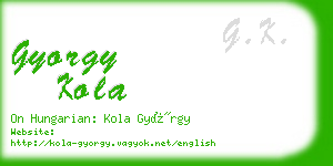 gyorgy kola business card